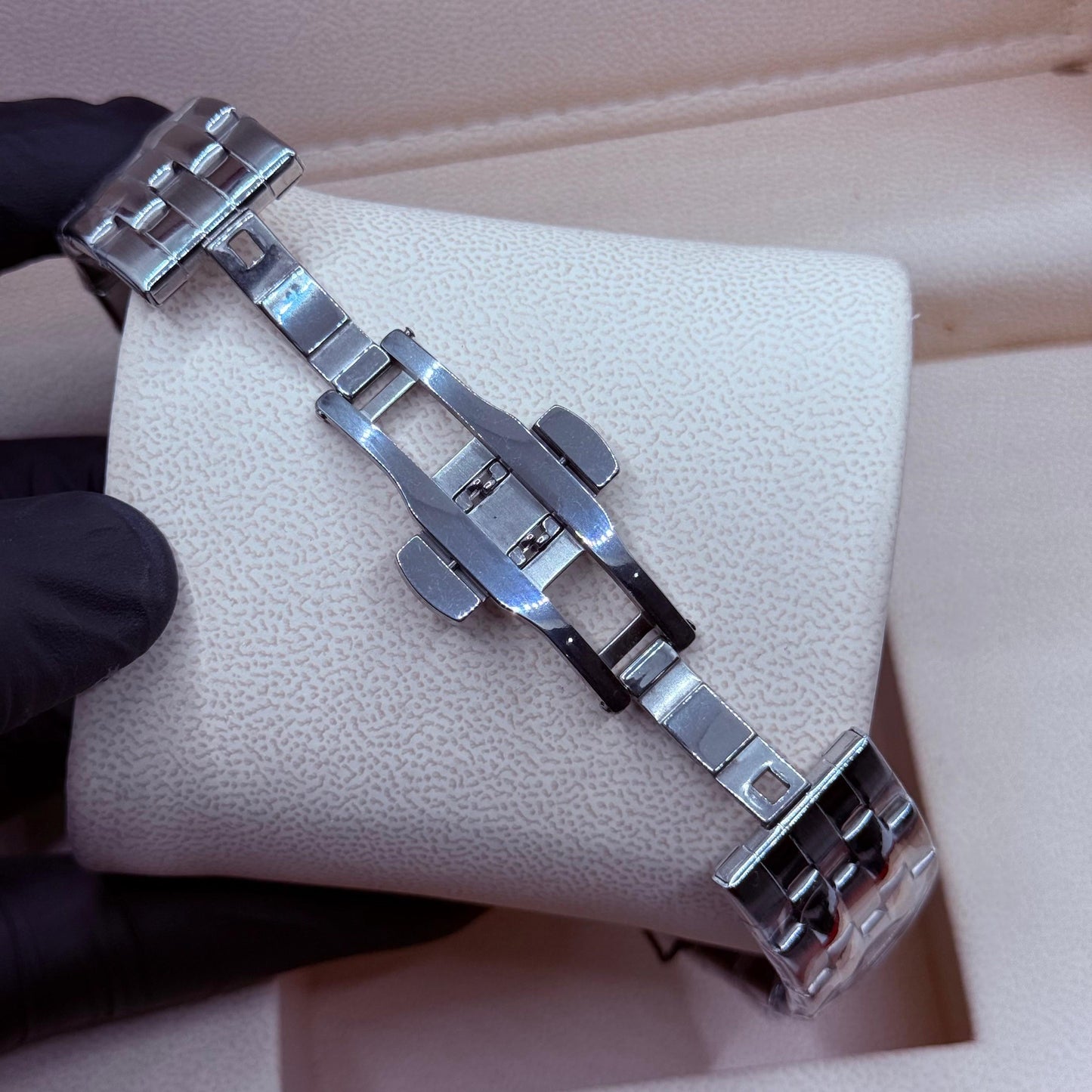 Dual time watch silver with blue dial