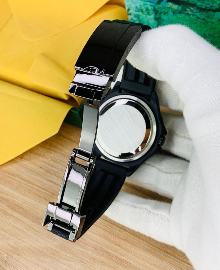 Rolex strap silver black rotaiting dial