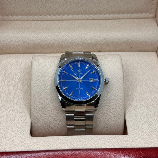 Tissot style silver with blue dial