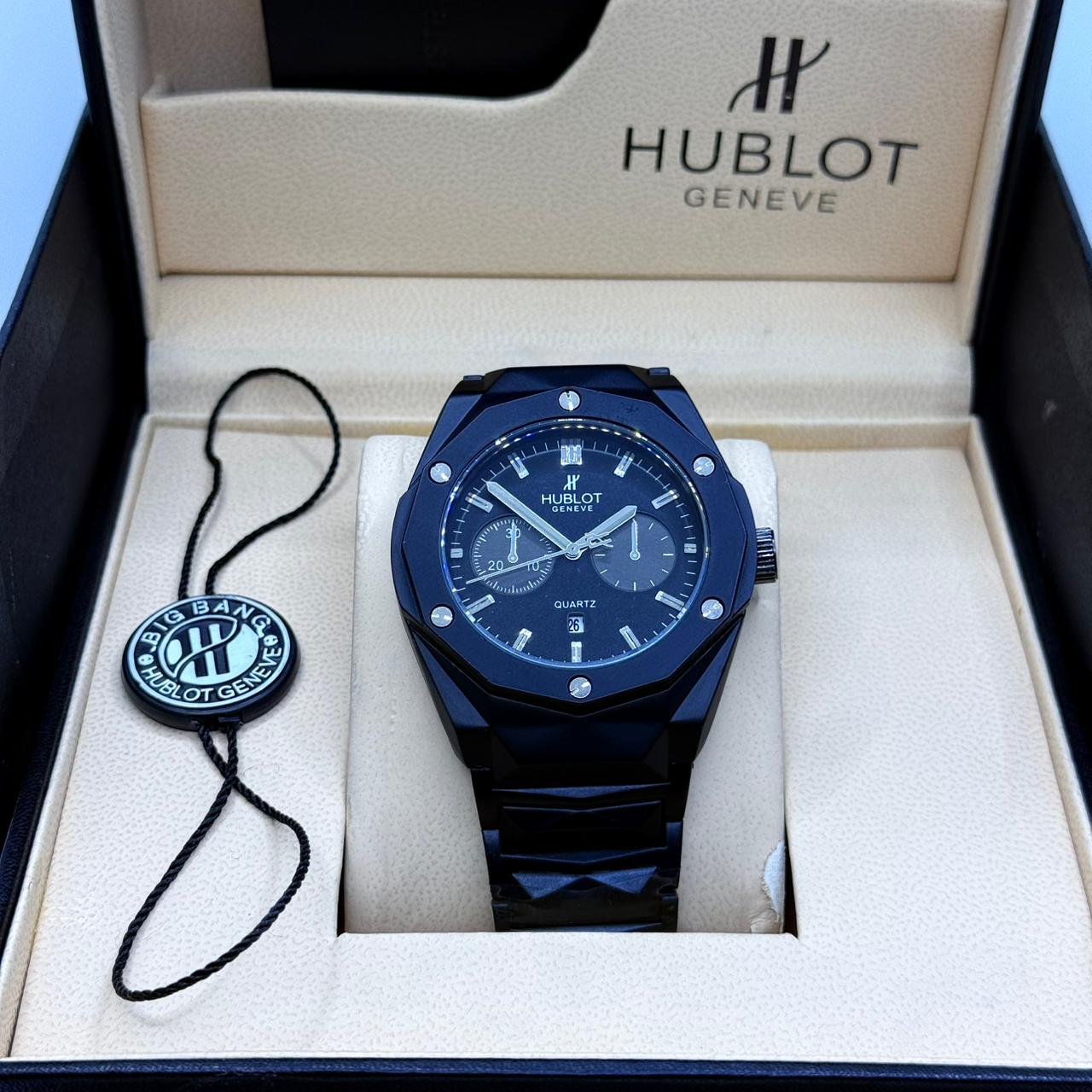 Hublot diamond cut black with black dial