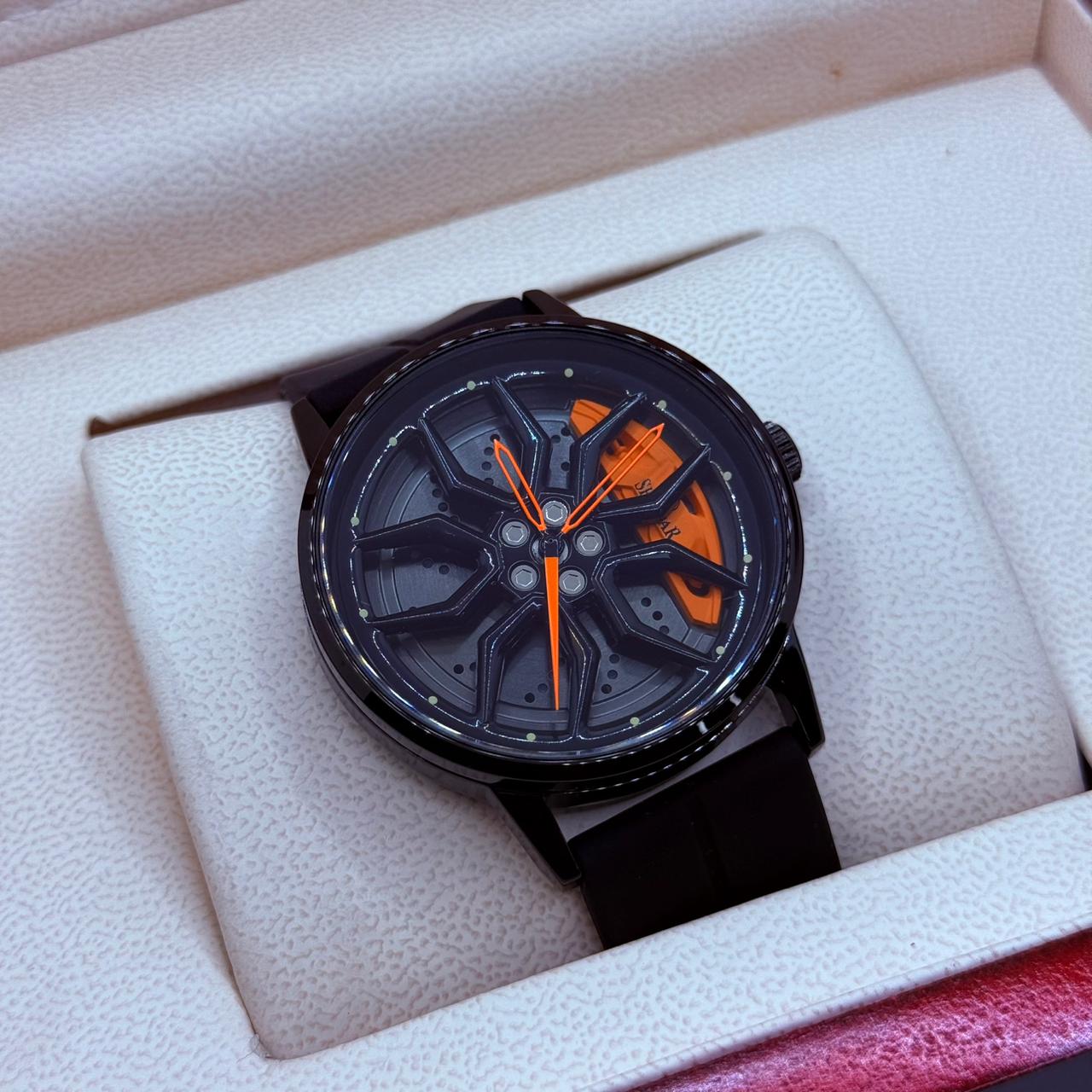 Ferrari wheel orange silicon strap
